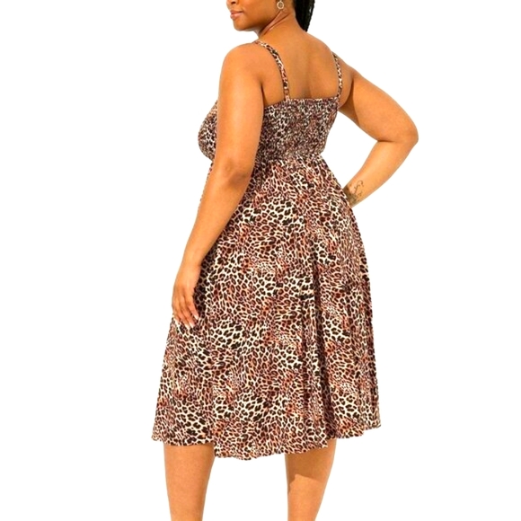 ❤NWT VINTAGE TORRID LEOPARD PRINT MIDI WASHABLE CHALLIS DRESS POCKETS PLUS SIZE - Picture 3 of 14